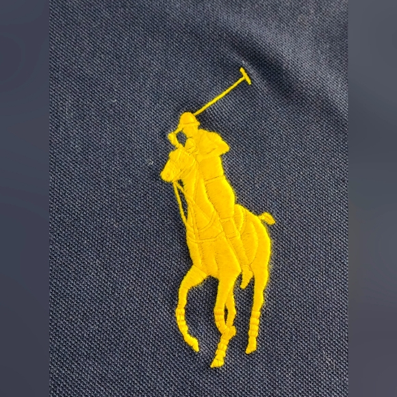 Men's POLO RALPH LAUREN Navy Blue Mesh Contrast Trim POLO Shirt/Custom slim fit - Picture 6 of 8